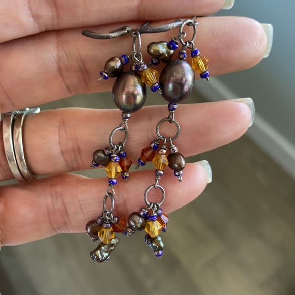 Tahitian black pearl earrings - Picture 1 of 6